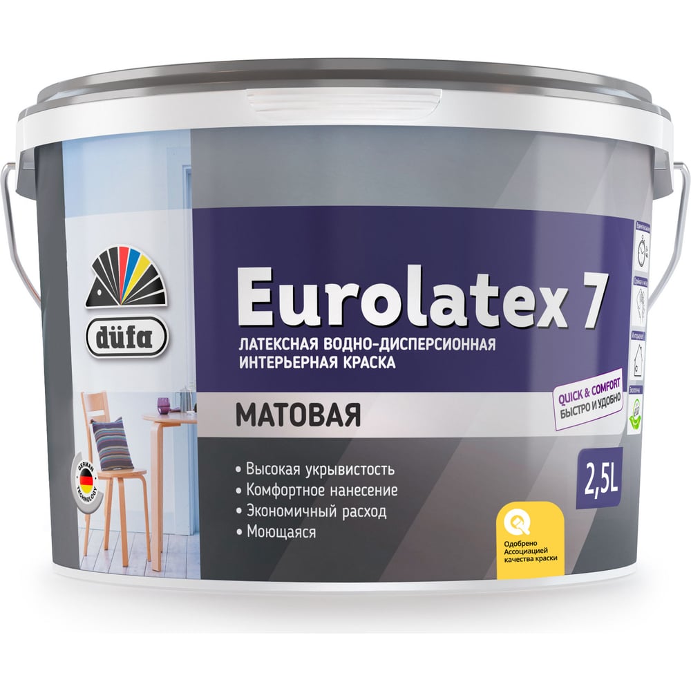 ВД краска Dufa EUROLATEX 7, база 3 2,5 л МП00-008179 - выгодная цена ...