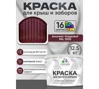 Краска по металлу MALARE для крыш и заборов, по ржавчине, быстросохнущая, износостойкая, матовая, вишнево-бордовый, 12,5 кг КМЗ3005М1250