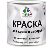 Краска MALARE для металлических заборов, матовый, красный, 0,9 кг 2013931250008