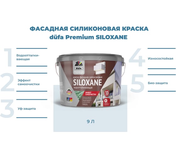 ВД краска Dufa Premium SILOXANE фасадная силоксановая база 3 9 л Н0000007169