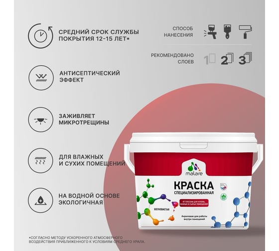 Краска MALARE от плесени и грибка пьяная вишня, 9 л 2005452258007