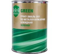 Грунт-эмаль по ржавчине ЗАО Декарт 3 в 1 зеленый 0,8 кг 30536