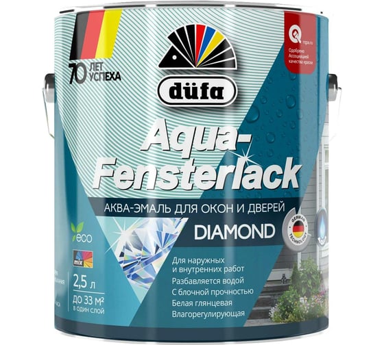 Эмаль Dufa AQUA-FENSTERLACK для окон белая 2,5 л Н0000005598