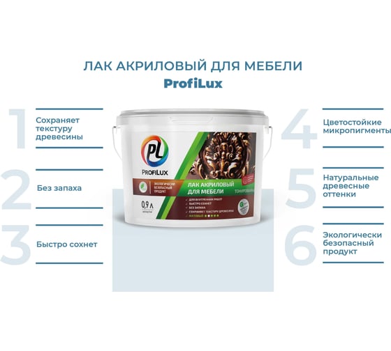 Лак акриловый для мебели Profilux красное дерево 0,9 л МП00-005507