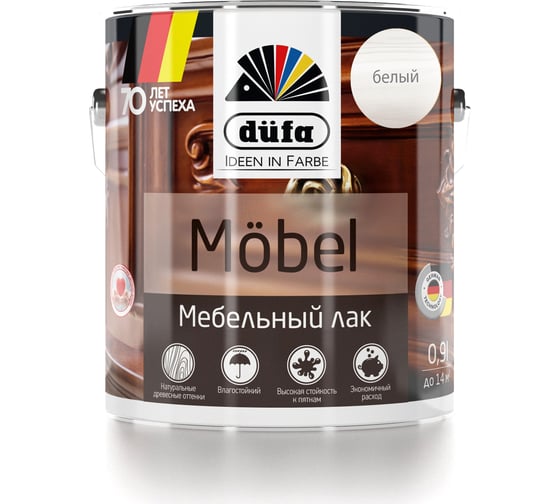 Лак Dufa MOBEL мебельный белый 900 мл МП00-005496