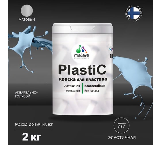 Краска для пластика MALARE PlastiC акварельно-голубой, 2 кг 2020938659000