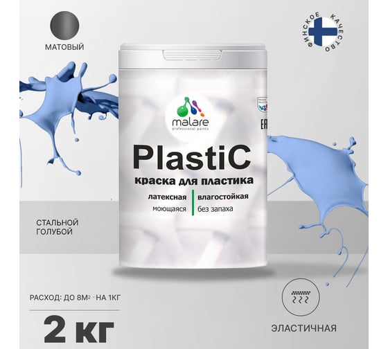 Краска для пластика MALARE PlastiC стальной голубой, 2 кг 2036744690229