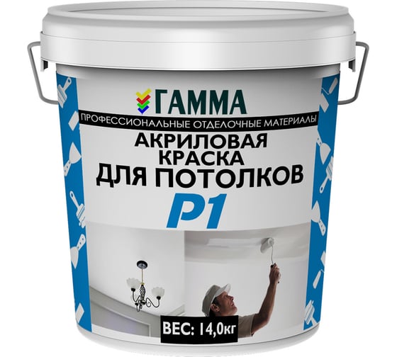 Акриловая краска ГАММА для потолков, 14 кг 233937