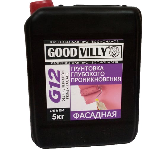 Фасадная грунтовка ГАММА Good Villy G12 глубокого проникновения, 5 кг 233878