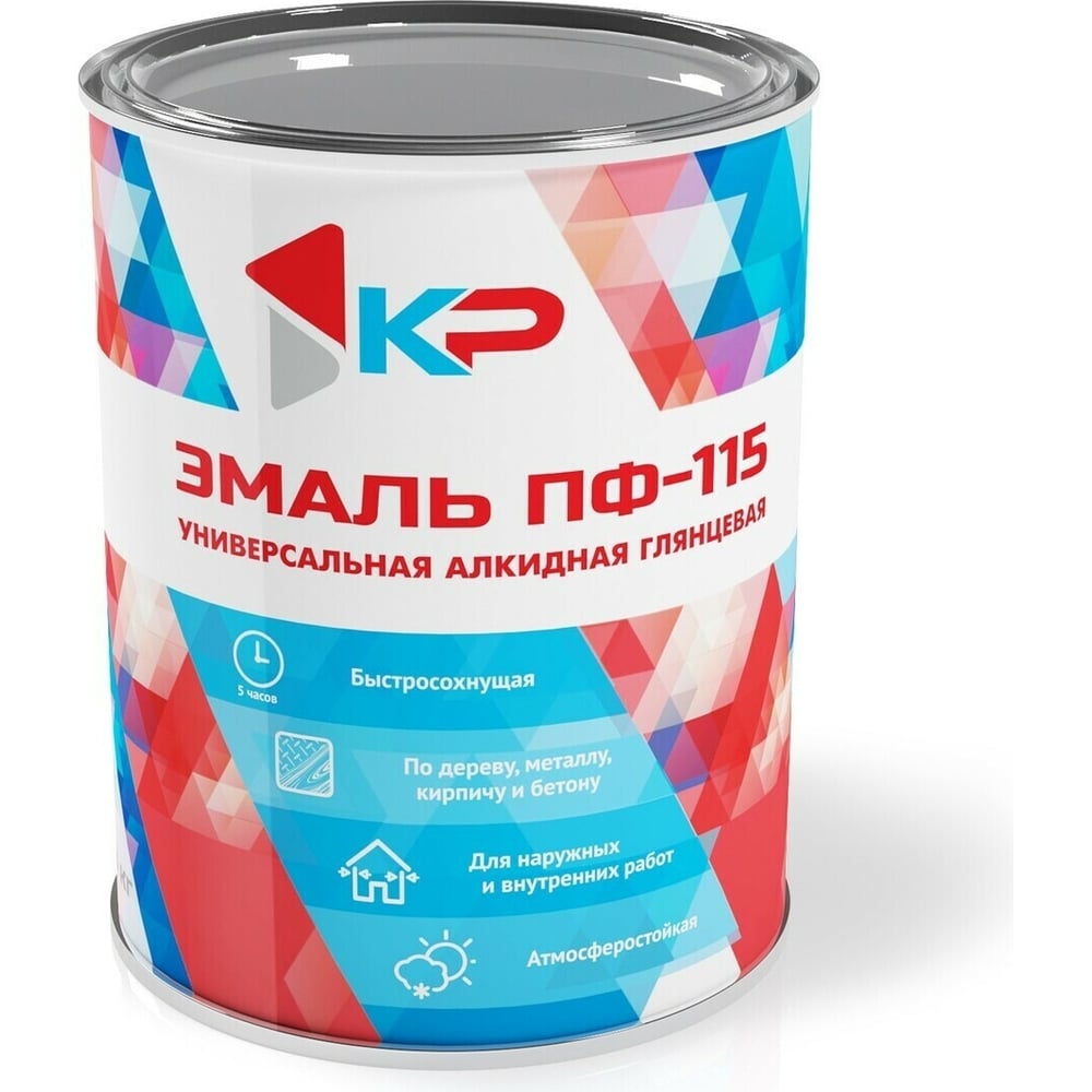 Краска быстросохнущая, атмосферостойкая КР ПФ-115, белая, 0,8 кг ...