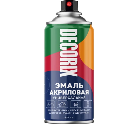 Аэрозольная акриловая эмаль Decorix (универсальная; белый; глянцевый; 210 мл) 0110-21 DX
