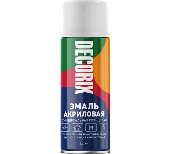 Аэрозольная акриловая эмаль Decorix (универсальная; белый; глянцевый; 520 мл) 0101-21 DX 23055891