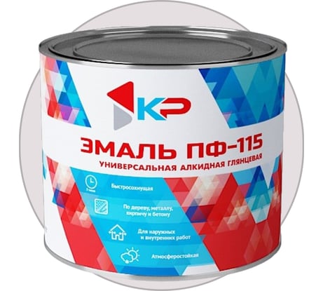 Краска быстросохнущая, атмосферостойкая КР ПФ-115 белая, 1,8 кг 4610044290693