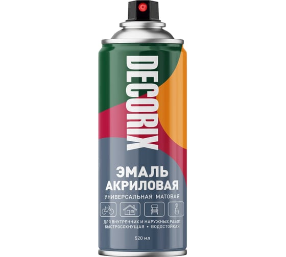 Аэрозольная акриловая эмаль Decorix (универсальная; белый; матовый; 520 мл) 0101-24 DX