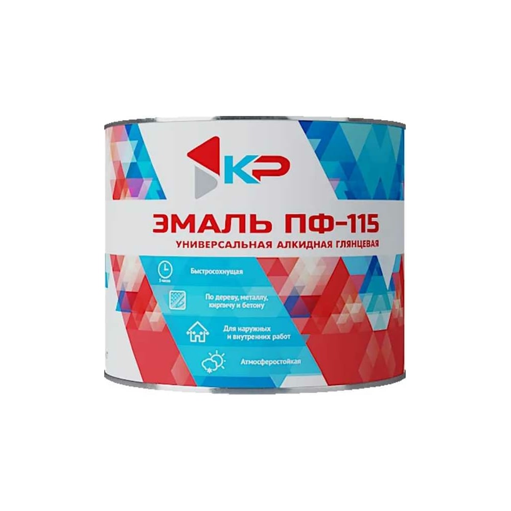 Краска быстросохнущая, атмосферостойкая КР ПФ-115 серая, 1,8 кг ...