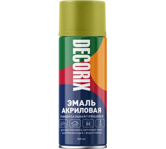 Аэрозольная акриловая эмаль Decorix (универсальная; оливковый; 520 мл) 0101-38 DX