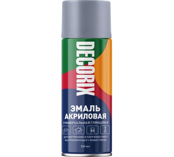 Аэрозольная акриловая эмаль Decorix (универсальная; серый; 520 мл) 0101-22 DX 1