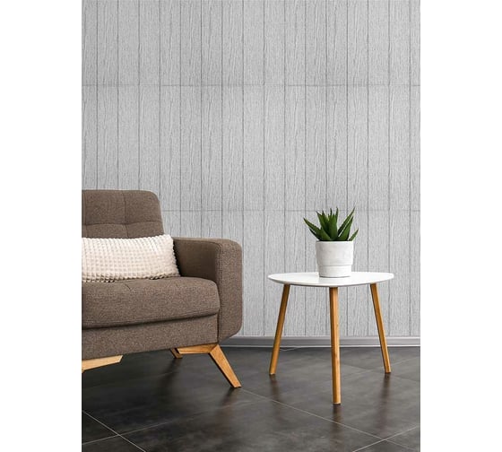 Самоклеящиеся 3D панели Центурион 700x700x4.5 мм, Вагонка ясень серый wood black-white 80419