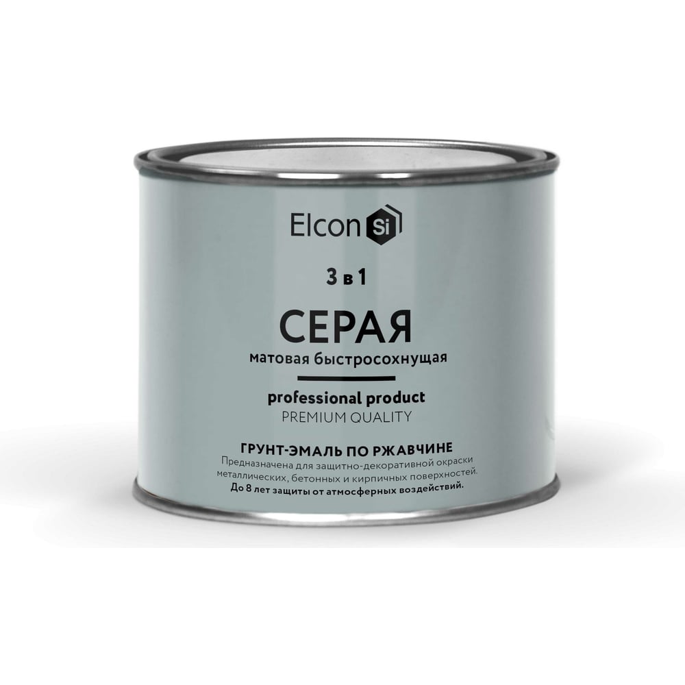 Быстросохнущая грунт-эмаль по металлу Elcon (3 в 1 по ржавчине; матовая ...