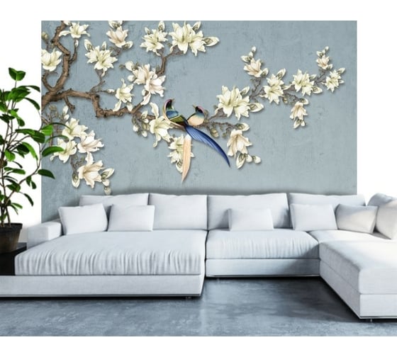 Фотообои DIVINO Ветви с белыми цветами, 300x270 см T-050