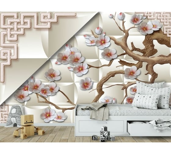 Фотообои DIVINO Ветви с цветами, 400x270 см T-052