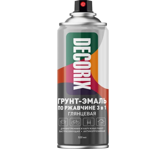 Аэрозольная грунт-эмаль по ржавчине 3 в 1 Decorix (коричневый; глянцевый; 520 мл) 0106-39 DX