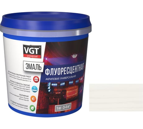 Универсальная флуоресцентная эмаль VGT ВД-АК-1179 белая 1 кг 11607646