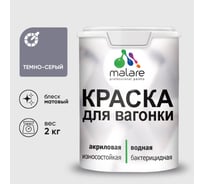Краска MALARE для вагонки, с антисептическим эффектом, темно-серый, 2 кг КВГНКАТЕСМ0200