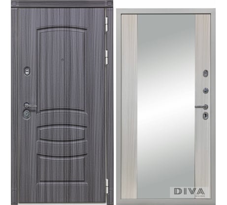 Дверь DIVA 42 Зеркало 2050x960 мм Правая Сандал серый - Д15 Сандал белый УТ-00074359