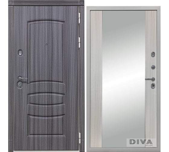 Дверь DIVA 42 Зеркало 2050x960 мм Правая Сандал серый - Д15 Сандал белый УТ-00074359 1
