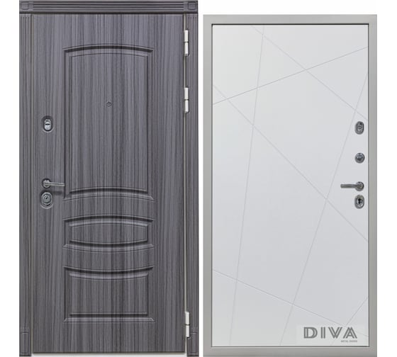 Дверь DIVA 42 2050x860 мм Правая Сандал серый - Д11 Белый Софт УТ-00075311 1