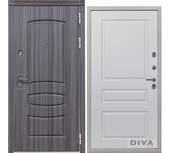 Дверь DIVA 42 2050x960 мм Правая Сандал серый - Д13 Белый Софт УТ-00072658