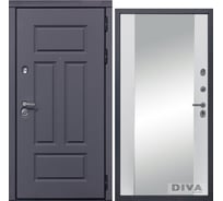 Дверь 47 DIVA 2050x860 мм Зеркало Правая Ясень графит - Д15 Белый Софт УТ-00074055