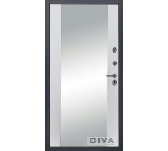 Дверь 47 DIVA 2050x860 мм Зеркало Правая Ясень графит - Д15 Белый Софт УТ-00074055