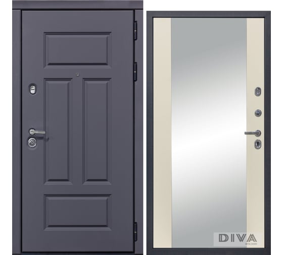 Дверь DIVA 47 2050x860 мм Зеркало Правая Ясень графит - Д15 Софт Шампань УТ-00075266 1