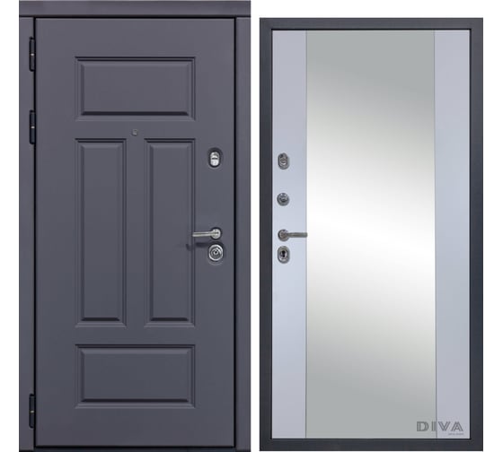 Дверь DIVA 47 2050x860 мм Зеркало Левая Ясень графит - Д15 Силк Маус УТ-00073728 1