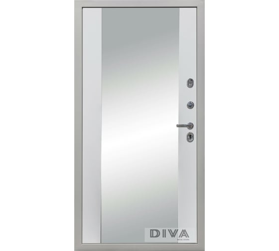 Дверь DIVA 42 Зеркало 2050x860 мм Правая Сандал серый - Д15 Белый Софт УТ-00075400