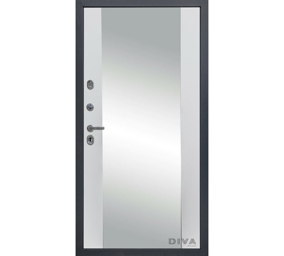 Дверь DIVA 47 2050x960 мм Зеркало Левая Ясень графит - Д15 Белый Софт УТ-00074017
