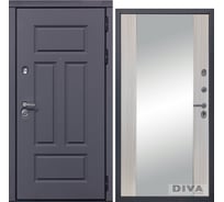 Дверь DIVA 47 2050x960 мм Зеркало Правая Ясень графит - Д15 Сандал белый УТ-00075264