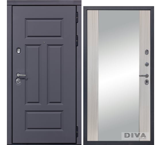 Дверь DIVA 47 2050x960 мм Зеркало Правая Ясень графит - Д15 Сандал белый УТ-00075264 1