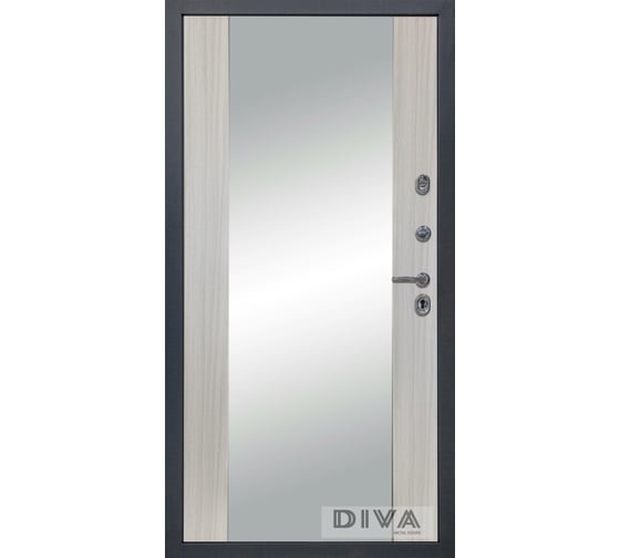 Дверь DIVA 47 2050x960 мм Зеркало Правая Ясень графит - Д15 Сандал белый УТ-00075264