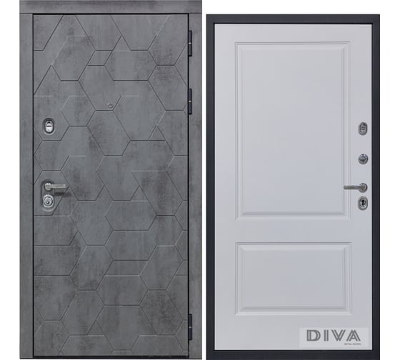 Дверь DIVA 51 2050x860 мм Правая Бетон Темный - Д7 Белый Софт УТ-00071890 1