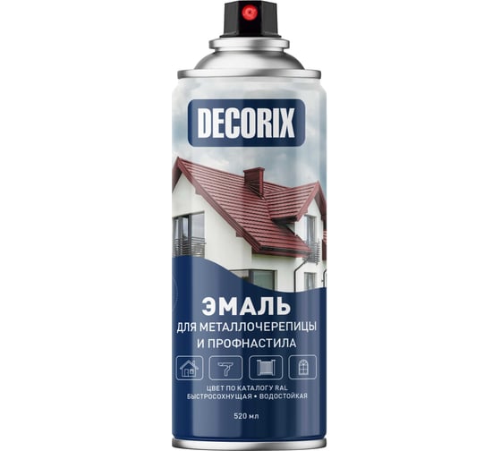 Аэрозольная эмаль для металлочерепицы и профнастила Decorix (акриловая; глянцевая; RAL 6005 зелёный мох; 520 мл) 0137-6005 DX