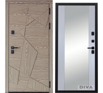 Дверь DIVA 97/1 2050x860 мм Зеркало Правая Дуб натуральный - Д15 Силк Маус УТ-00074991