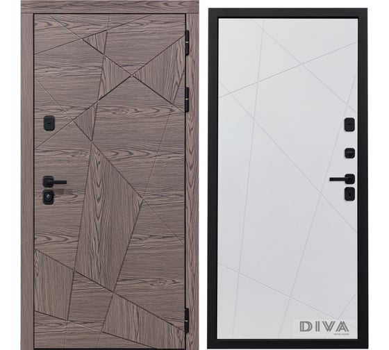 Дверь DIVA 97/2 2050x860 мм Правая Дуб коньяк - Д11 Белый Софт УТ-00072345 1