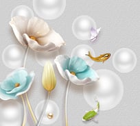 Фотообои DIVINO Керамические цветы на фоне шаров, 300x270 см T-128