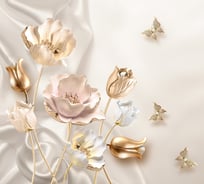 Фотообои DIVINO Золотые бабочки, 300x270 см T-110