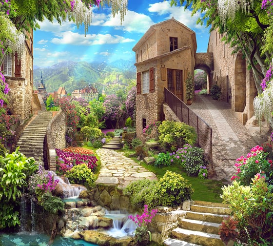 Фотообои DIVINO Старый город в горах 300x270 см Z-019 1