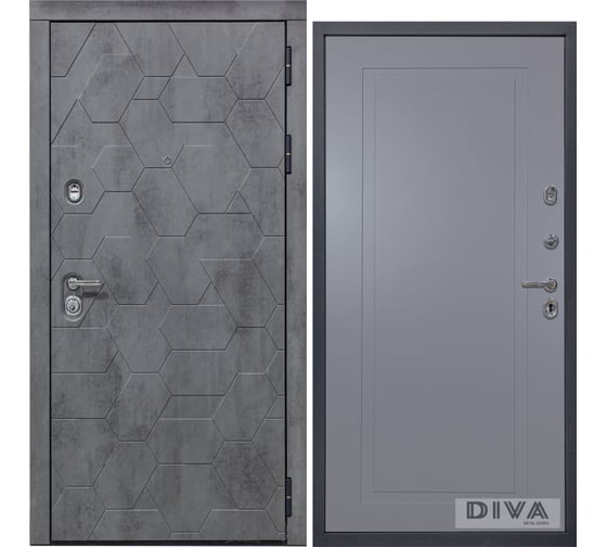Дверь DIVA 51 2050x860 мм Правая Бетон темный - Н10 Силк маус УТ-00075363