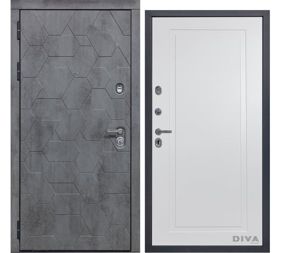 Дверь DIVA 51 2050x860 мм Левая Бетон темный - Н10 Белый софт УТ-00075358